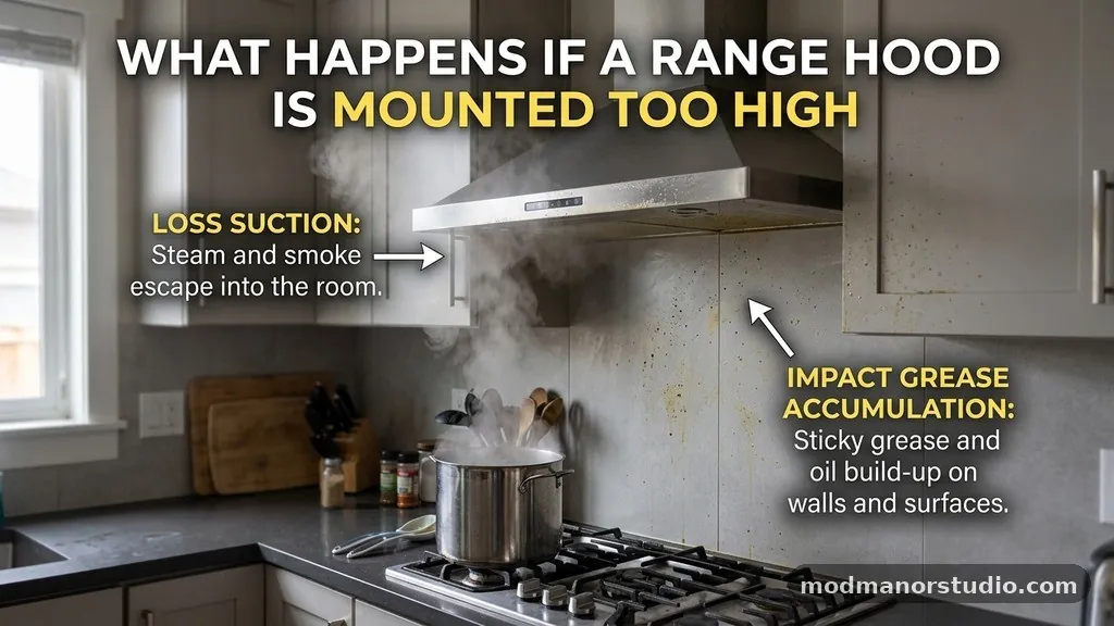 Impact on Grease Accumulation - What Happens If a Range Hood Is Mounted Too High (Loss of Suction)?