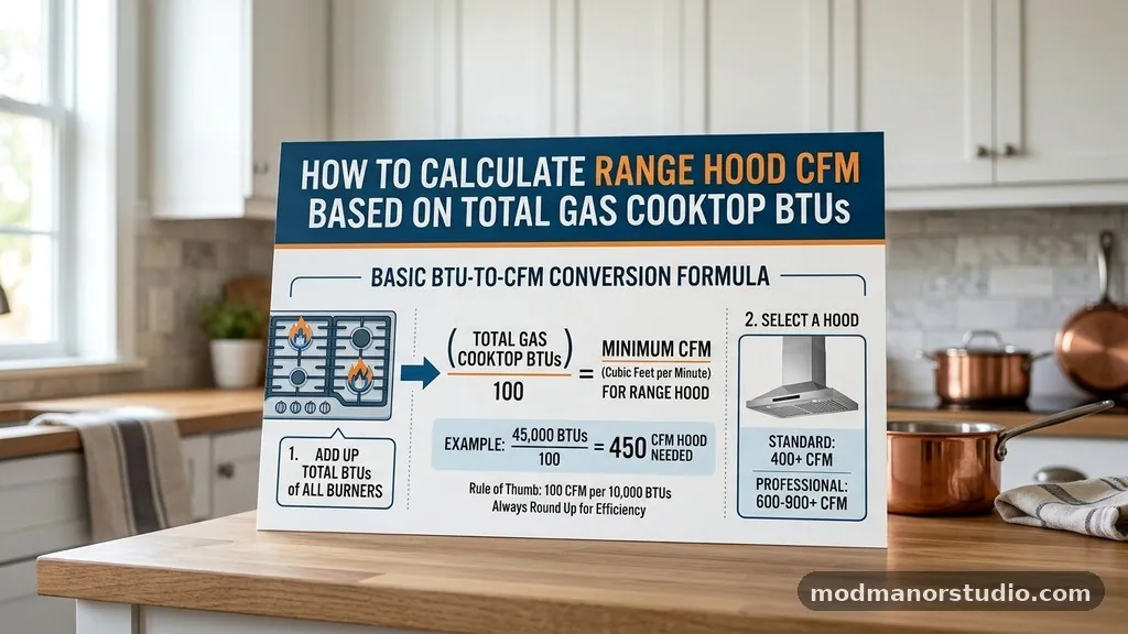 The Basic BTU to CFM Conversion Formula - How to Calculate Range Hood CFM Based on Total Gas Cooktop BTUs