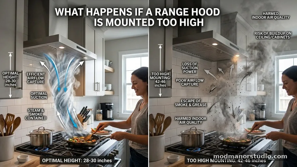 The Physics of Airflow and Capture - What Happens If a Range Hood Is Mounted Too High (Loss of Suction)?