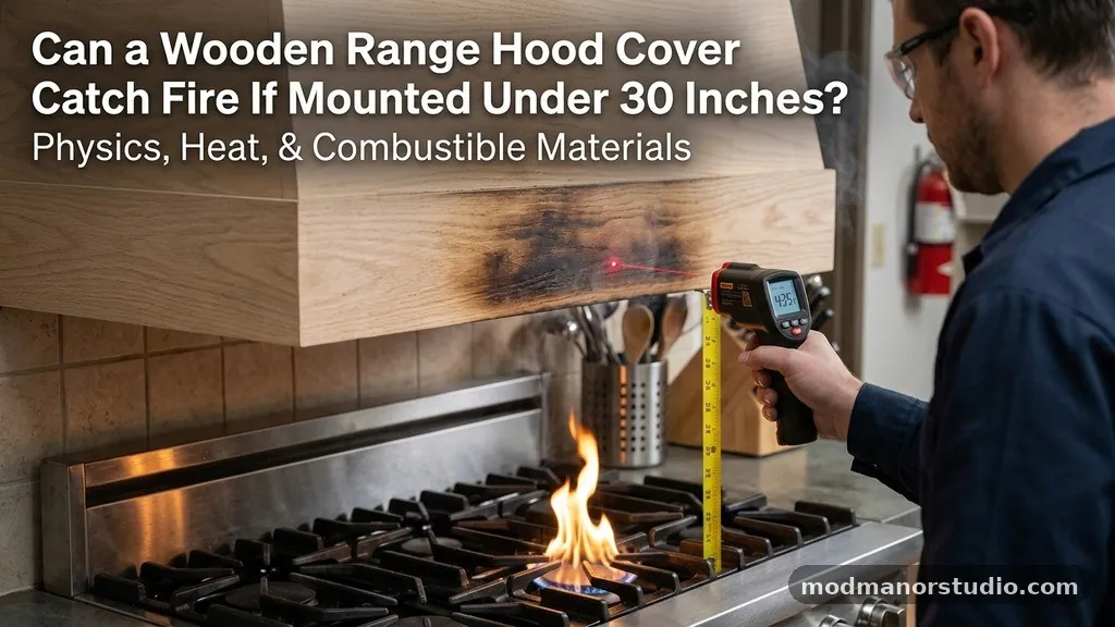 The Physics of Heat and Combustible Materials - Can a Wooden Range Hood Cover Catch Fire If Mounted Under 30 Inches?