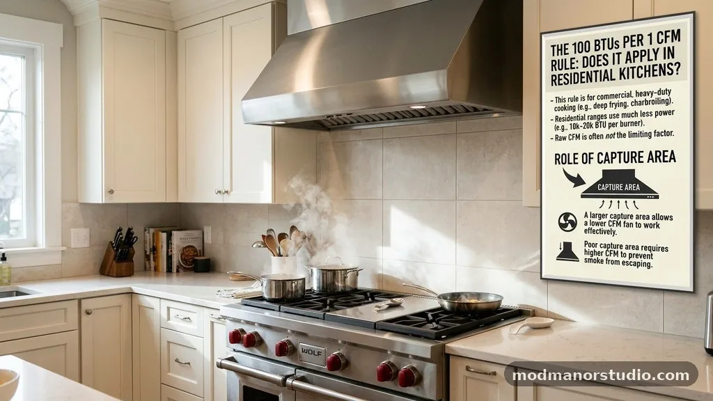 The Role of Capture Area - The 100 BTUs per 1 CFM Rule: Does It Apply to Residential Kitchens?