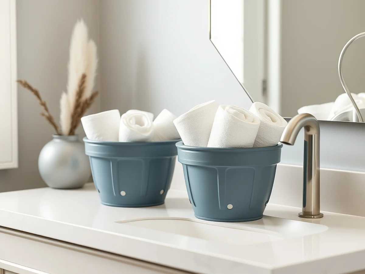 Dollar Store Decorative Baskets - Dollar Store Bathroom Organization