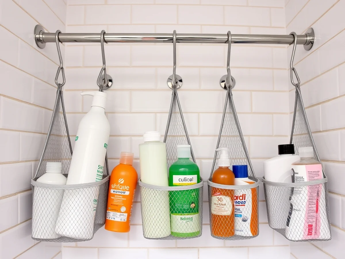 Dollar Store Shower Hooks - Dollar Store Bathroom Organization
