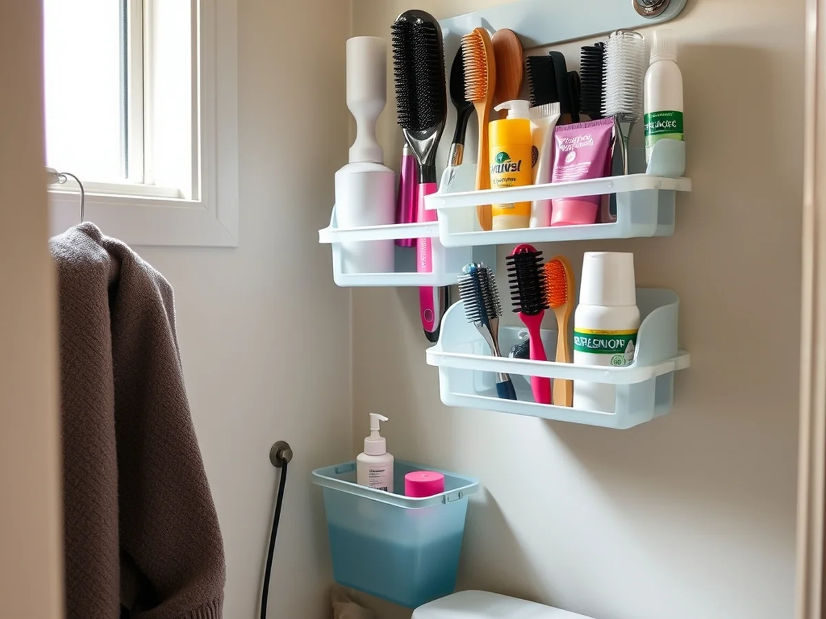 Dollar Store Small‑Space Racks - Dollar Store Bathroom Organization