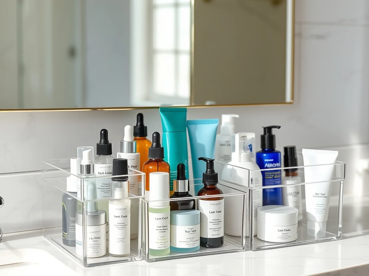 Dollar Store Vanity Caddies - Dollar Store Bathroom Organization