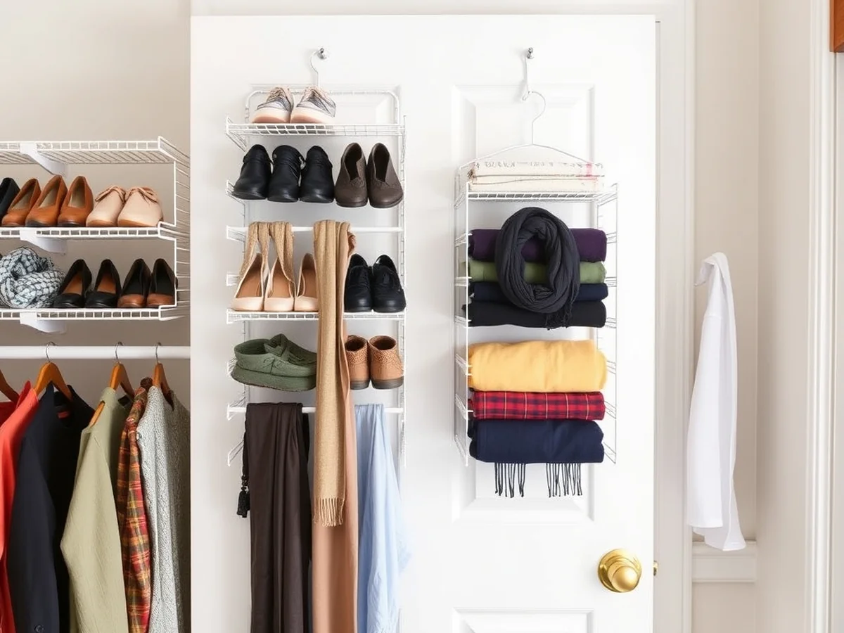 Dollar Store Over‑Door Racks - Dollar Store Closet Organization Ideas
