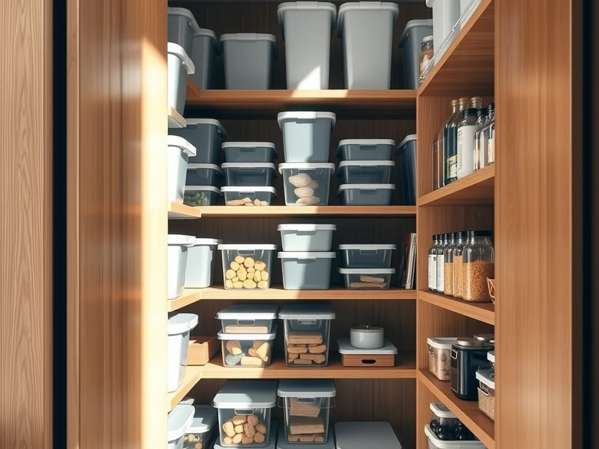 Maximizing Vertical Space with Stackable Bins and Shelves - Dollar Store DIY Pantry Organization Ideas