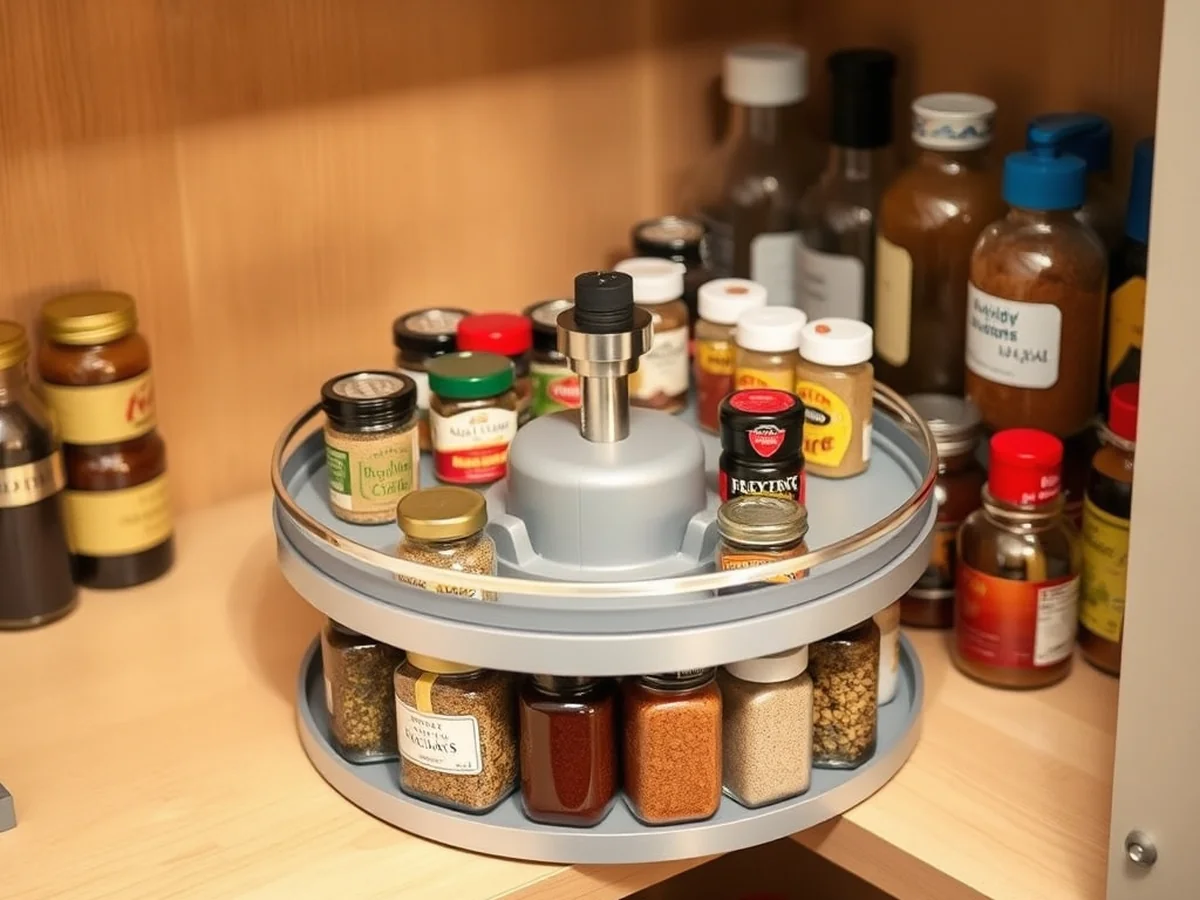 Streamlining Spices and Condiments with Budget Turntables - Dollar Store DIY Pantry Organization Ideas